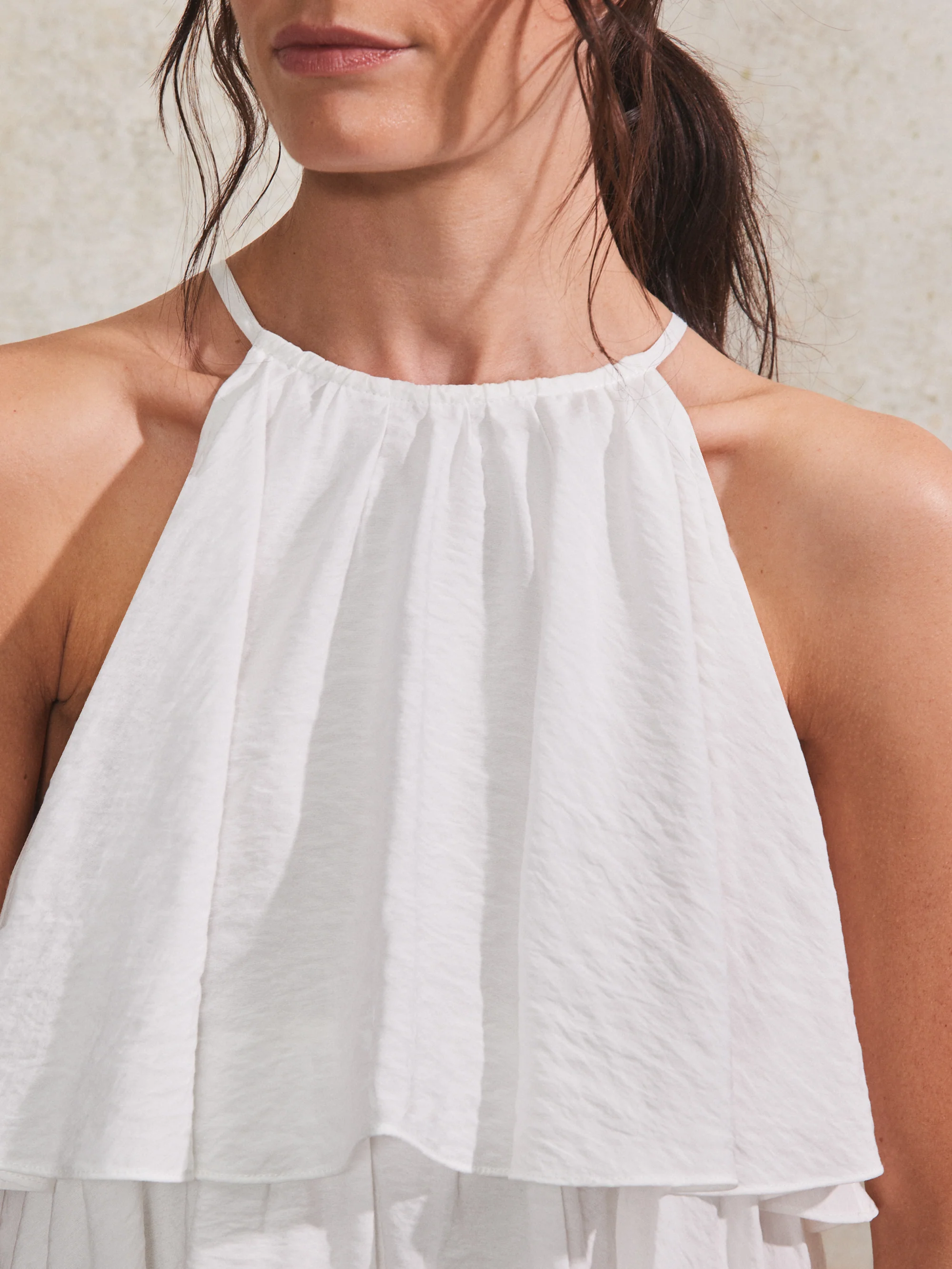 White Tiered Ruffle Mini Dress