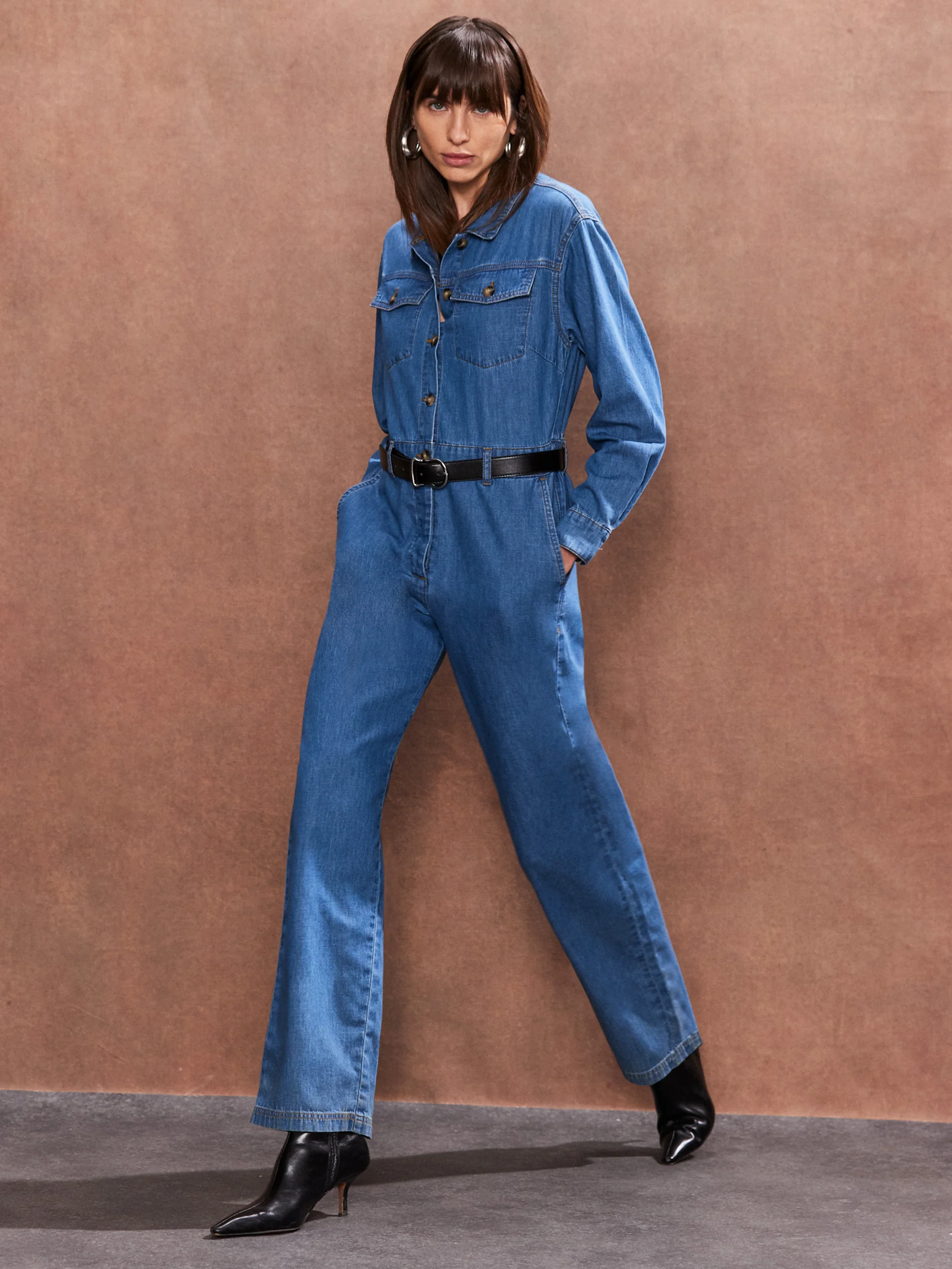 Petite Blue Denim Jumpsuit