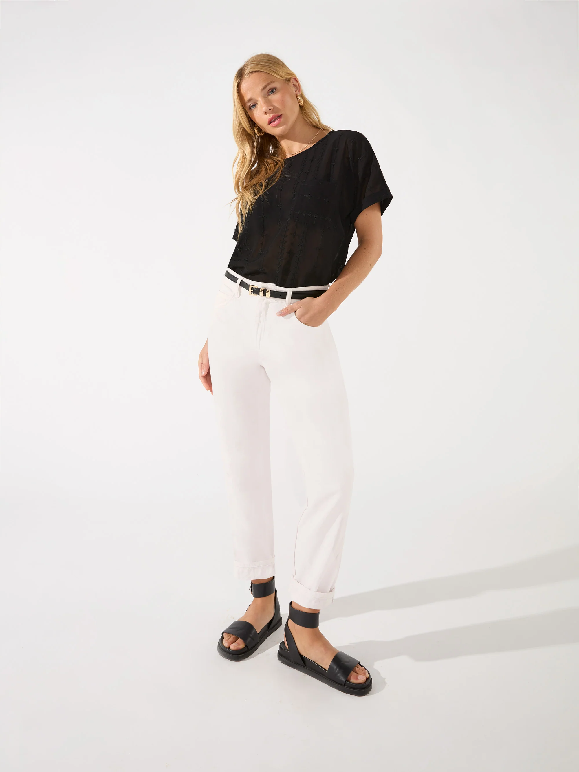 Black Embroidered Pocket Front T Shirt