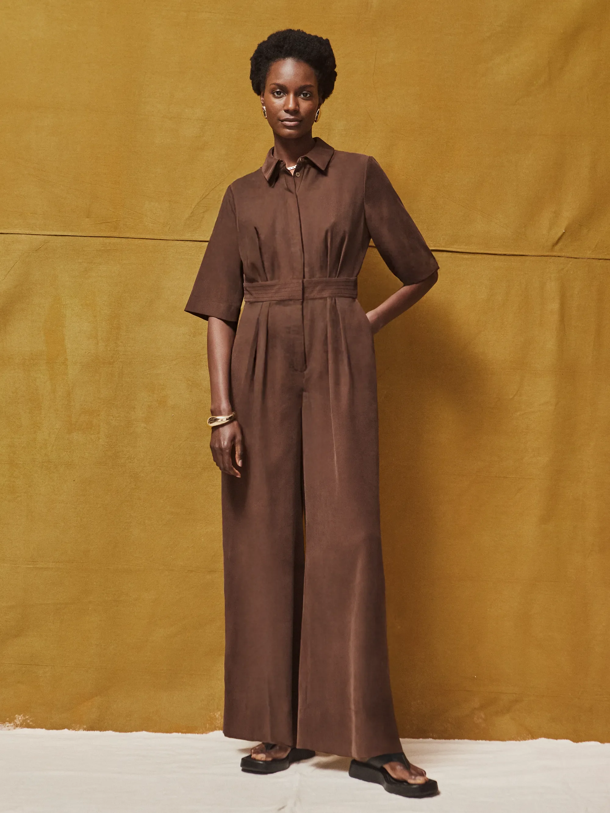 Petite Chocolate Tailored Jumpsuit