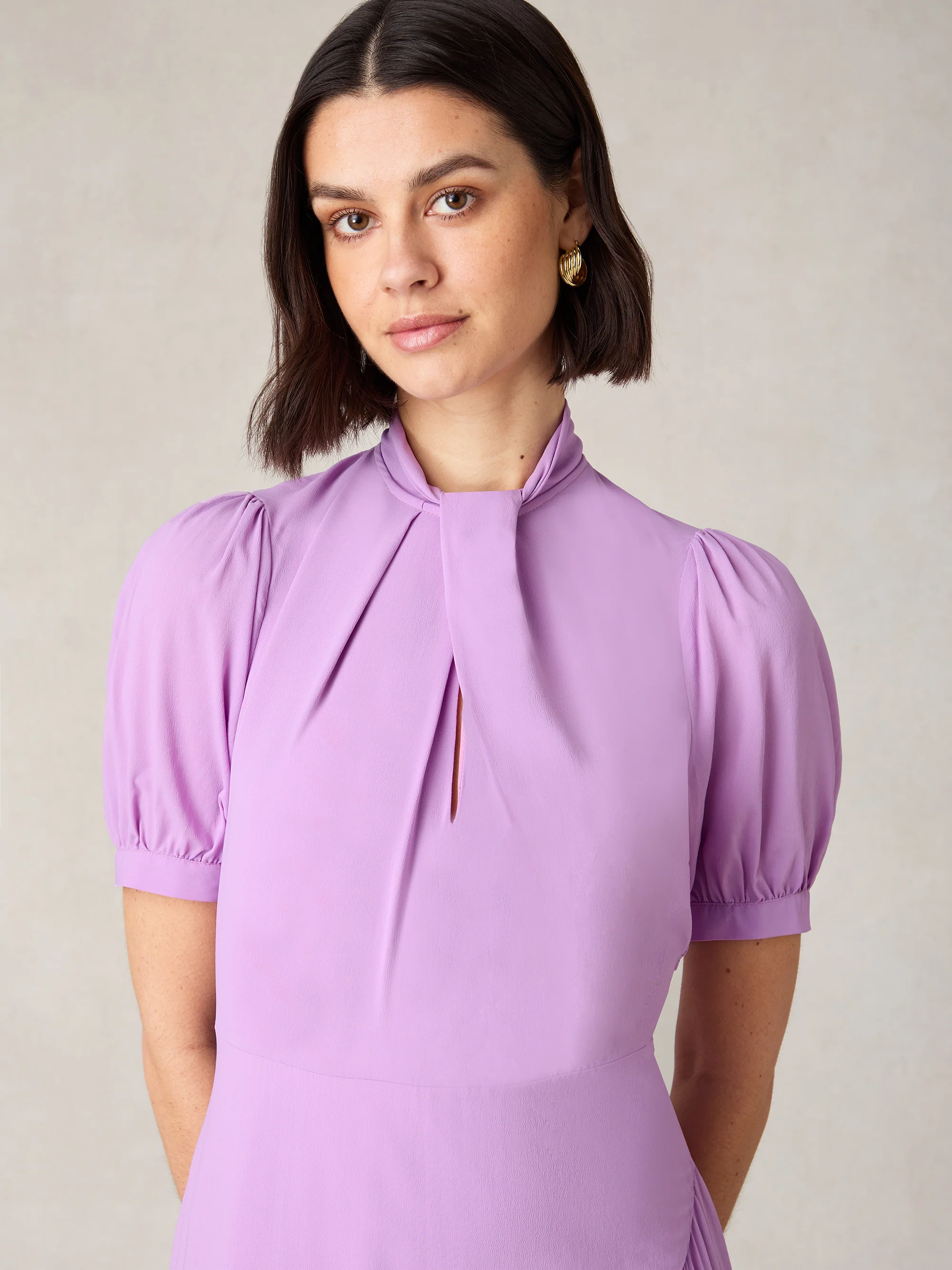 Petite Scarlett Lilac Twist Neck Maxi Dress