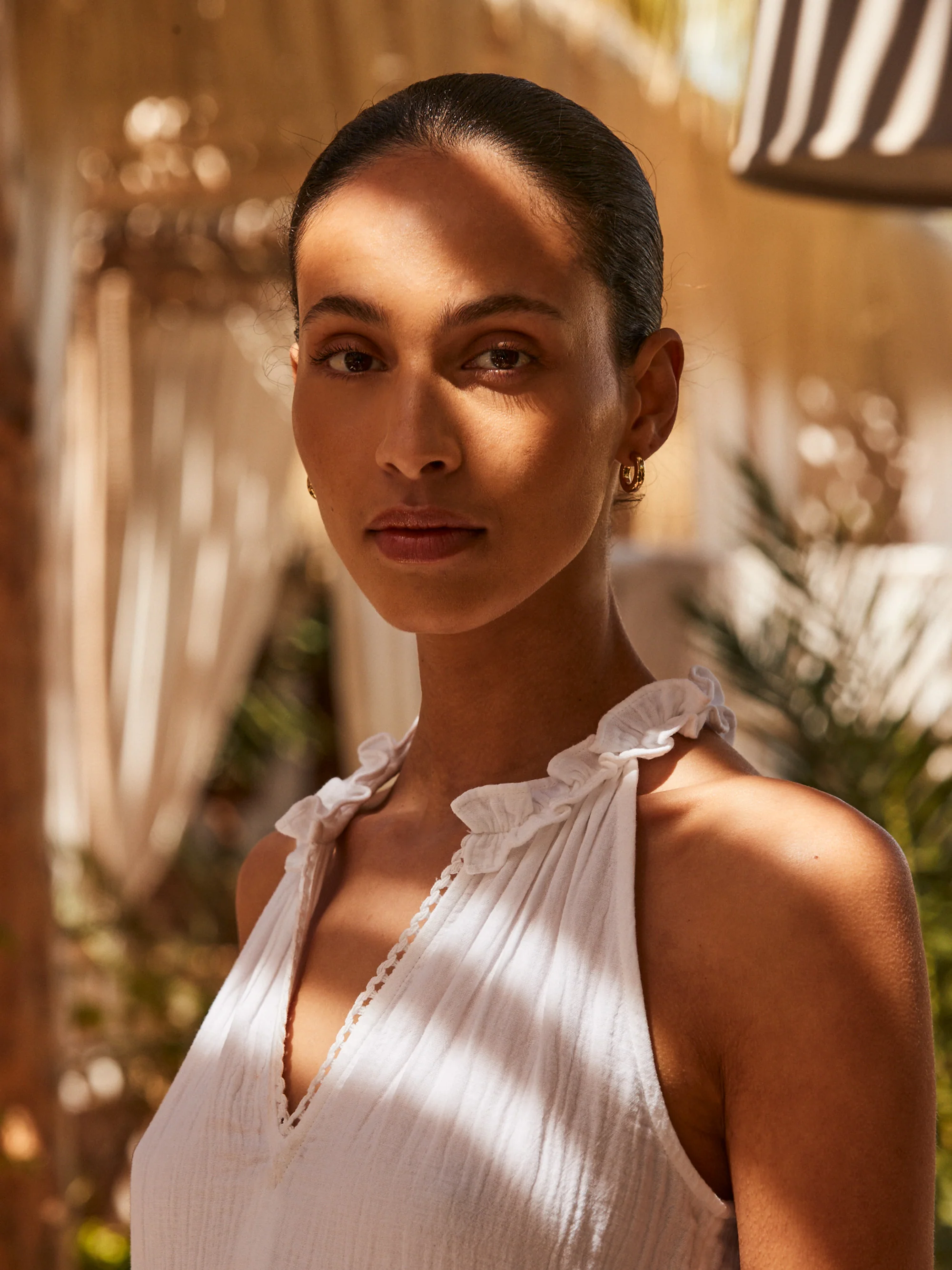 Petite White Frill-Detail Halterneck Cheesecloth Mini Dress