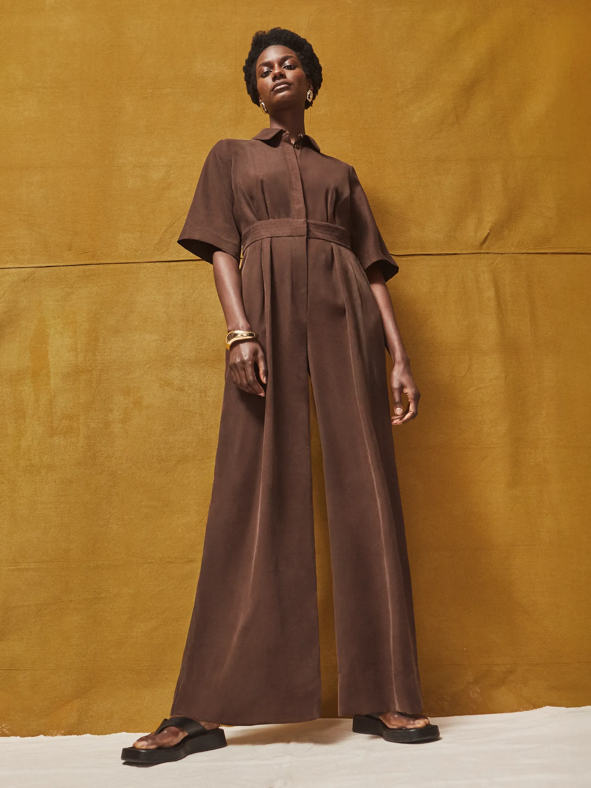 Petite Chocolate Tailored Jumpsuit